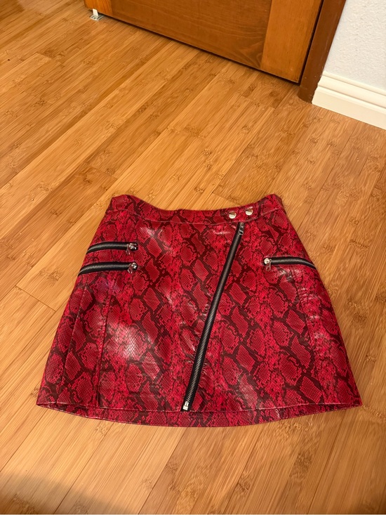 Bershka Dresses & Skirts - Bershka Red Snake-Print Faux Leather Mini Skirt